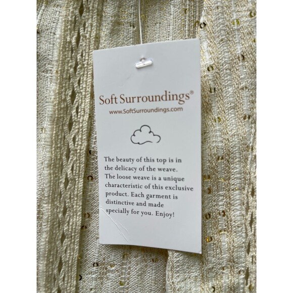 Soft Surroundings Beige with gold‎ accents Cardigan/Kimono jacket size PL - Picture 4 of 9